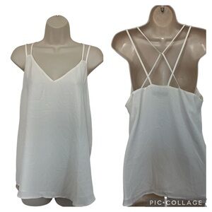 NWT Loft Petite Large Lined Sleeveless Double Strap Criss Cross Back Cami Top